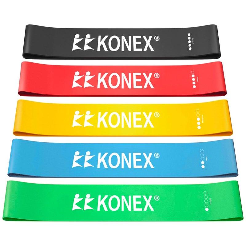 KONEX Loop Resistance Bands for Men & Women | Perfect for Home/Gym Workouts, Exercises, Stretching, Pull-Ups, and Booty Toning (Multi-Colored) (Set of 5),Natural Rubber - Image 1
